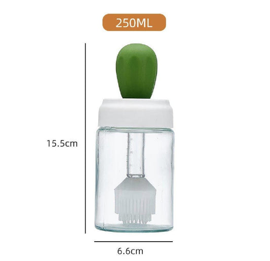 Oil Dispenser Bottle with Silicone Brush – 2 in 1 Cooking Oil Tank & Heat‑Resistant Glass Basting Brush