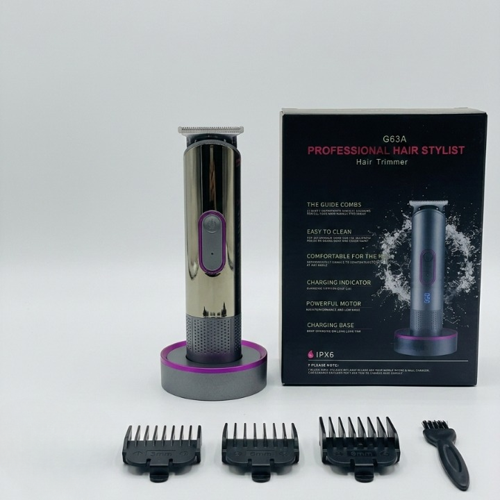 G63A Professional Hair Stylist Trimmer Rechargeable Cordless Hair & Beard Trimmer with Charging Base & Guide Combs