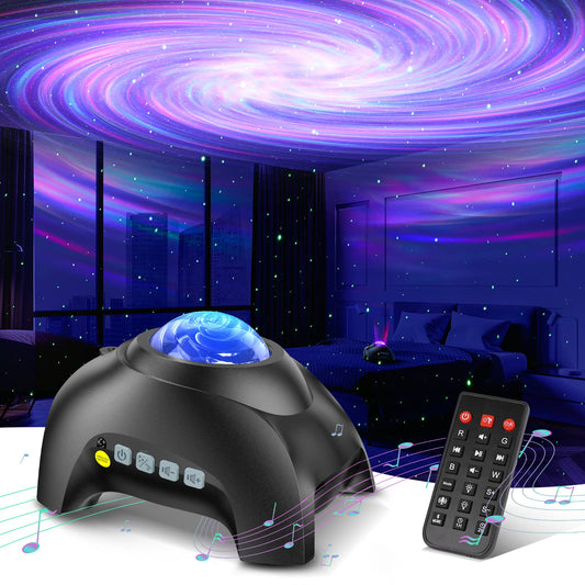 Northern Galaxy Light Aurora Projector with 33 Light Effects, LED Star Projector for Bedroom Nebula Lamp, Remote Control, White Noises, Bluetooth Speaker for Parties