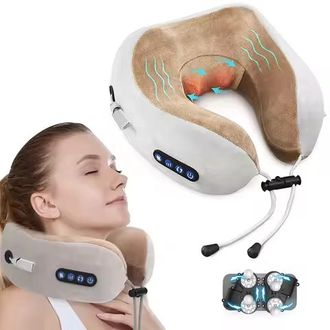 Rechargeable Neck Massager U‑Shaped Pillow Portable Shoulder & Cervical Relaxing Massage for Home, Car & Outdoor