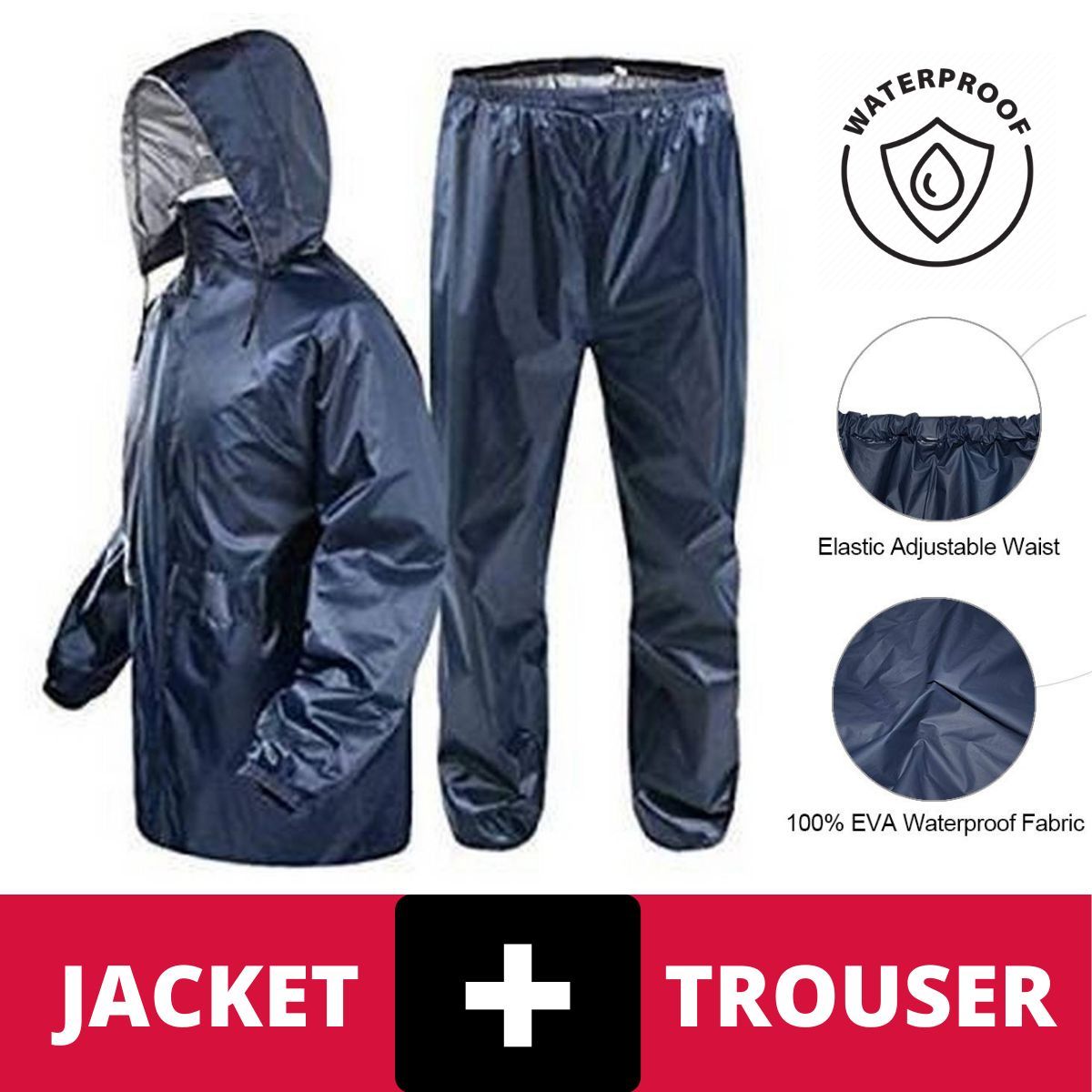 Waterproof Rain Coat & Pant Lite Waterproof Rain Suit Rain Coat Rainwear Rain Suit ( Random Color )