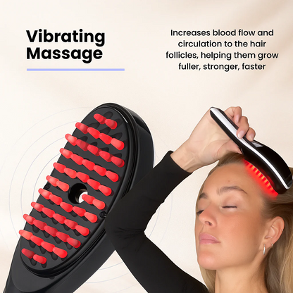 Electric Massage Comb with Blue & Red Light Therapy Rechargeable Scalp Massager with Vibration, Spray & Negative Ions