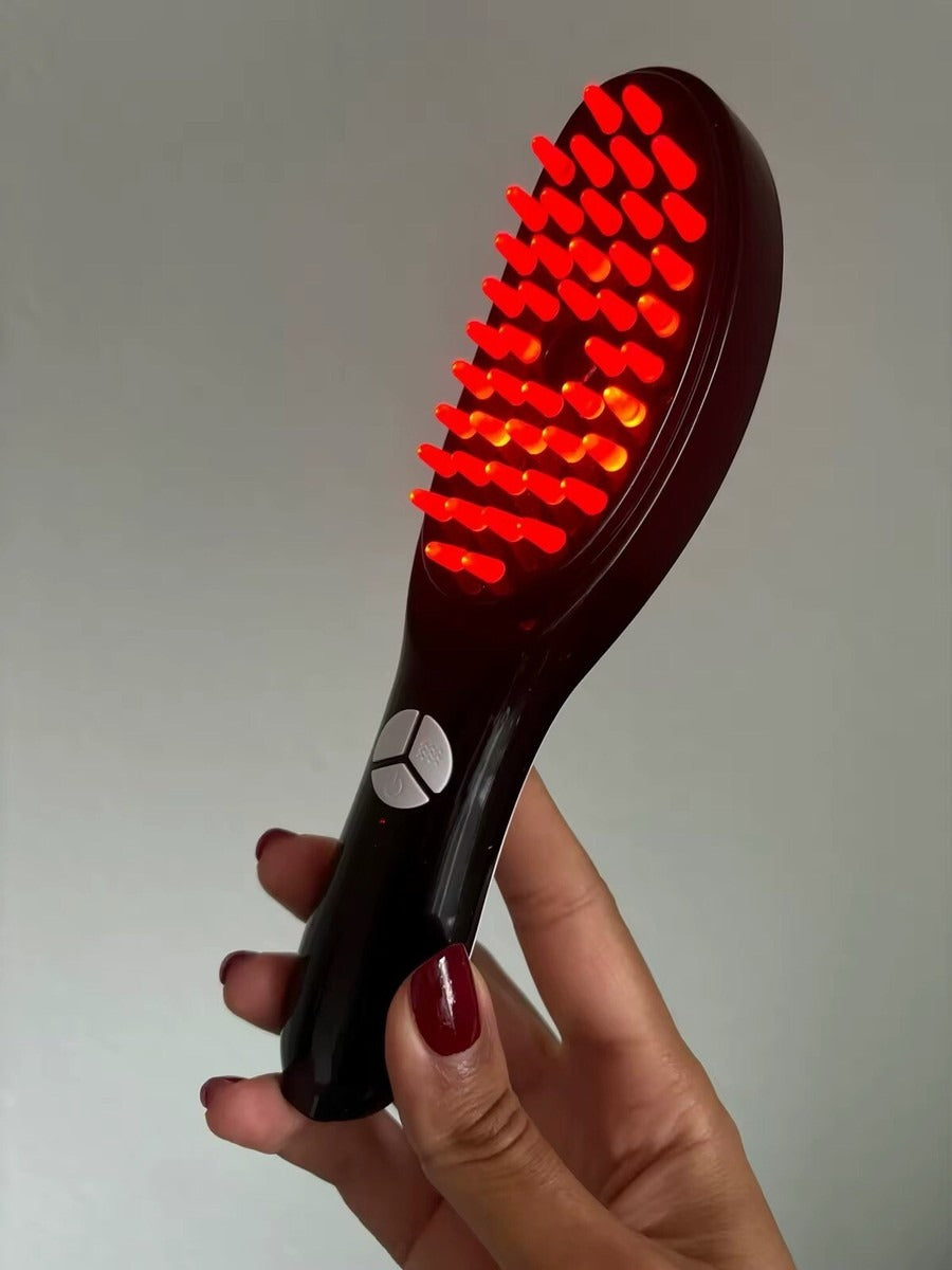 Electric Massage Comb with Blue & Red Light Therapy Rechargeable Scalp Massager with Vibration, Spray & Negative Ions