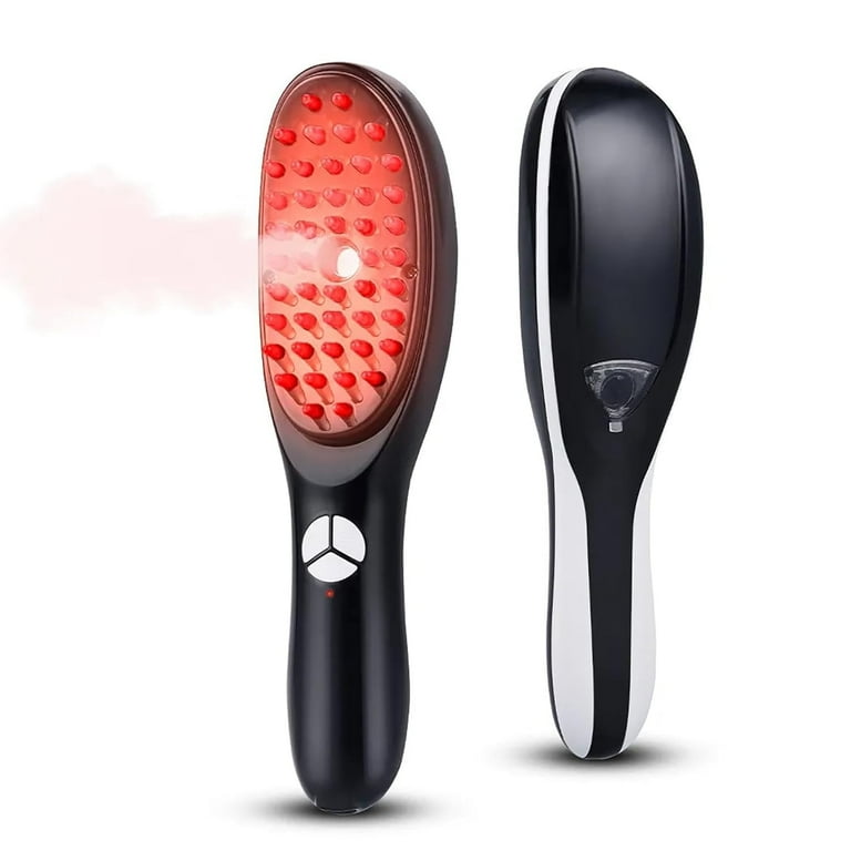 Electric Massage Comb with Blue & Red Light Therapy Rechargeable Scalp Massager with Vibration, Spray & Negative Ions