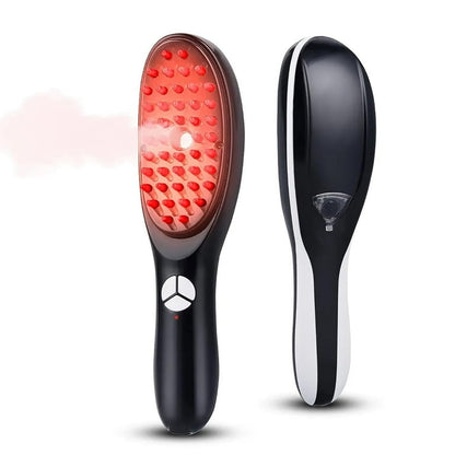 Electric Massage Comb with Blue & Red Light Therapy Rechargeable Scalp Massager with Vibration, Spray & Negative Ions