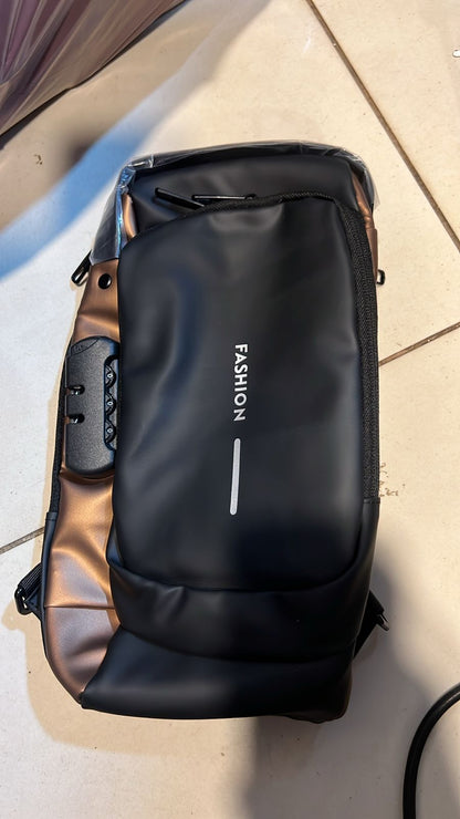 Fashion Men Sling Bag Pack with Lock Waterproof Anti-Theft Chest Bag with USB Charging Port Shoulder Bag Body Backpack with TSA Lock (Random Color)