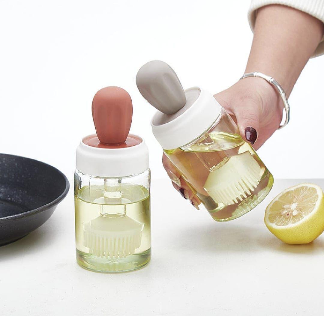 Oil Dispenser Bottle with Silicone Brush – 2 in 1 Cooking Oil Tank & Heat‑Resistant Glass Basting Brush