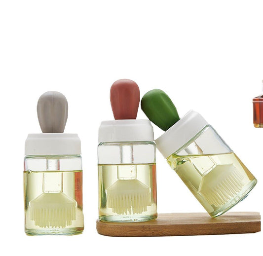 Oil Dispenser Bottle with Silicone Brush – 2 in 1 Cooking Oil Tank & Heat‑Resistant Glass Basting Brush