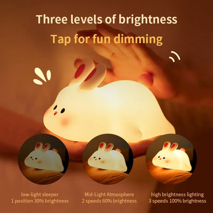 Cute Rabbit Silicone Lamp – Soft Touch Night Light
