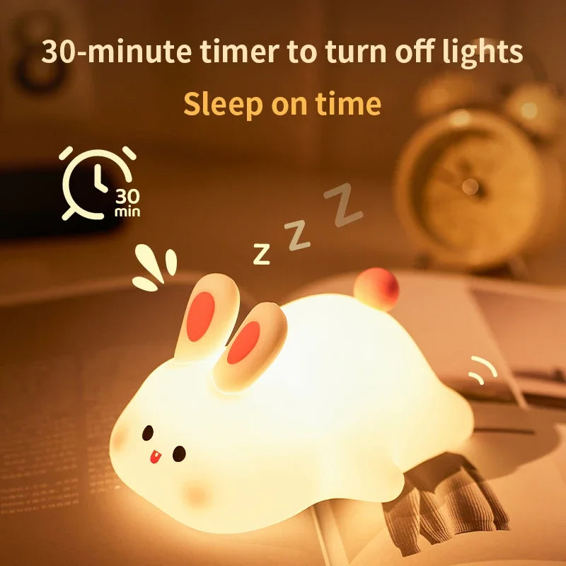 Cute Rabbit Silicone Lamp – Soft Touch Night Light