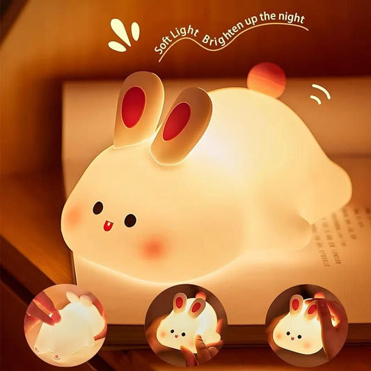 Cute Rabbit Silicone Lamp – Soft Touch Night Light