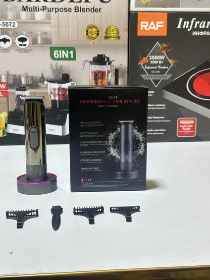G63A Professional Hair Stylist Trimmer Rechargeable Cordless Hair & Beard Trimmer with Charging Base & Guide Combs