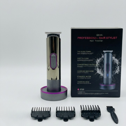 G63A Professional Hair Stylist Trimmer Rechargeable Cordless Hair & Beard Trimmer with Charging Base & Guide Combs