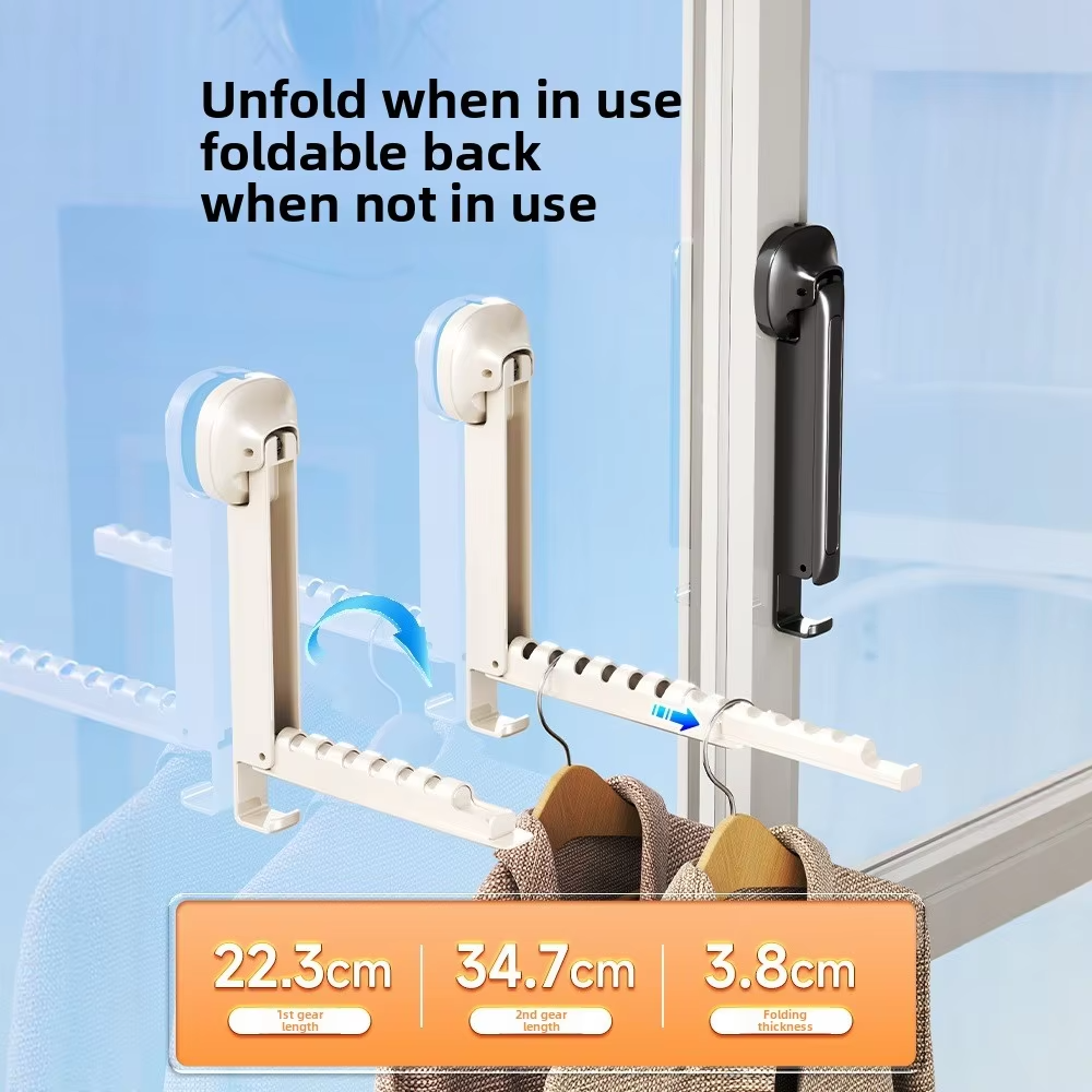 Folding Wall Mounted Clothes Drying Rack Retractable Portable Laundry Organizer with Suction Cup, Space Saving Design