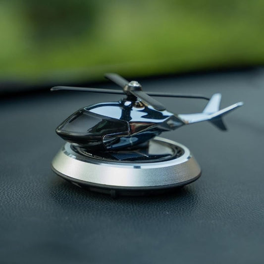 Solar Powered Car Aroma Diffuser Helicopter Dashboard Perfume Decor, Metal + ABS, Refillable Fragrance