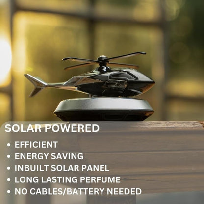 Solar Powered Car Aroma Diffuser Helicopter Dashboard Perfume Decor, Metal + ABS, Refillable Fragrance