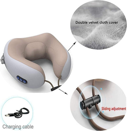 Rechargeable Neck Massager U‑Shaped Pillow Portable Shoulder & Cervical Relaxing Massage for Home, Car & Outdoor