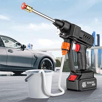 Automatic Cordless Car Wash Spray Gun 48V High Pressure Lithium Battery, Wireless Foam Jet Washer (Double Battery)