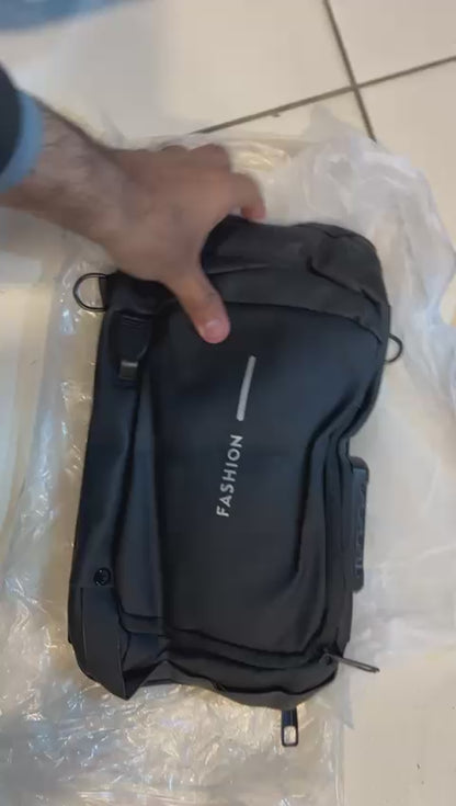 Fashion Men Sling Bag Pack with Lock Waterproof Anti-Theft Chest Bag with USB Charging Port Shoulder Bag Body Backpack with TSA Lock (Random Color)
