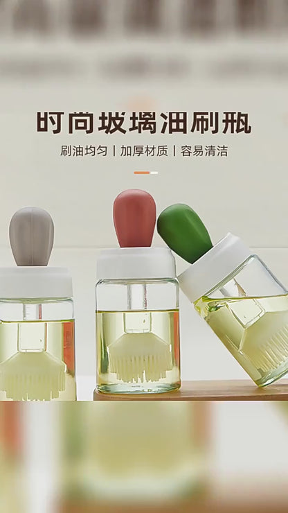 Oil Dispenser Bottle with Silicone Brush – 2 in 1 Cooking Oil Tank & Heat‑Resistant Glass Basting Brush