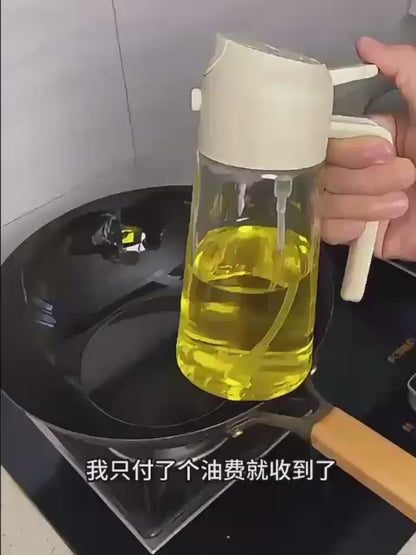 470ml Kitchen Glass Oil Sprayer Bottle | 2‑in‑1 Olive Oil Dispenser | Transparent Premium Quality ( Random Colour)